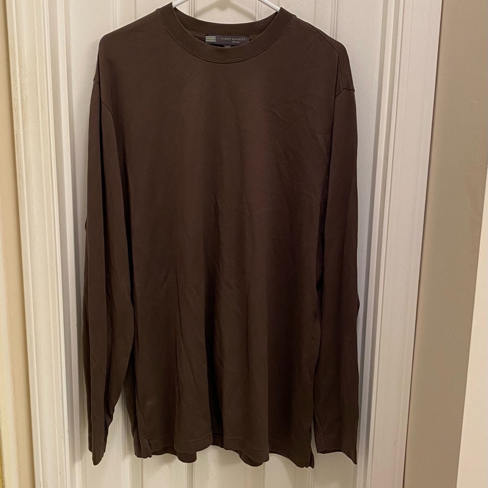 Robert Barakett Long Sleeve Pima Cotton T Shirt Elevated Basic Neutral Stretch